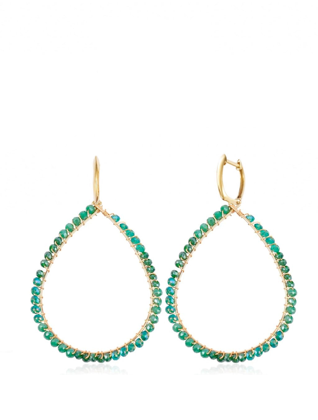 18K Gold Emerald Tear Drop earrings