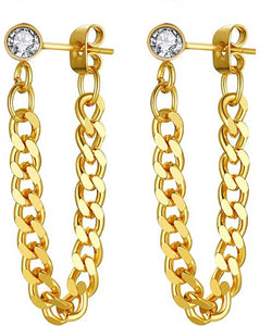 18k Gold Chain Loop Earrings