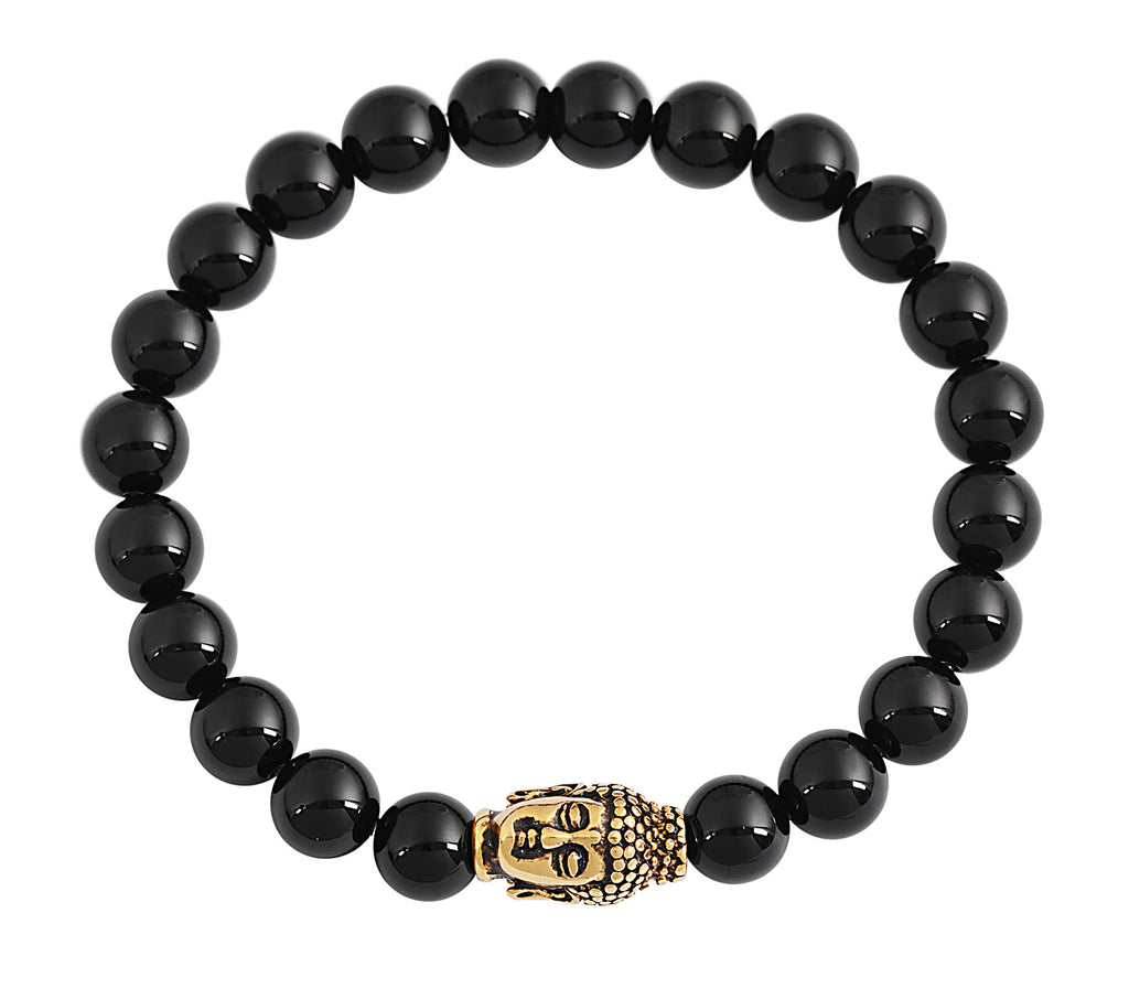 18K Onyx & Carved Buddha Bracelet