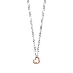 18k Rose Gold Plated & Sterling Silver Heart Necklace