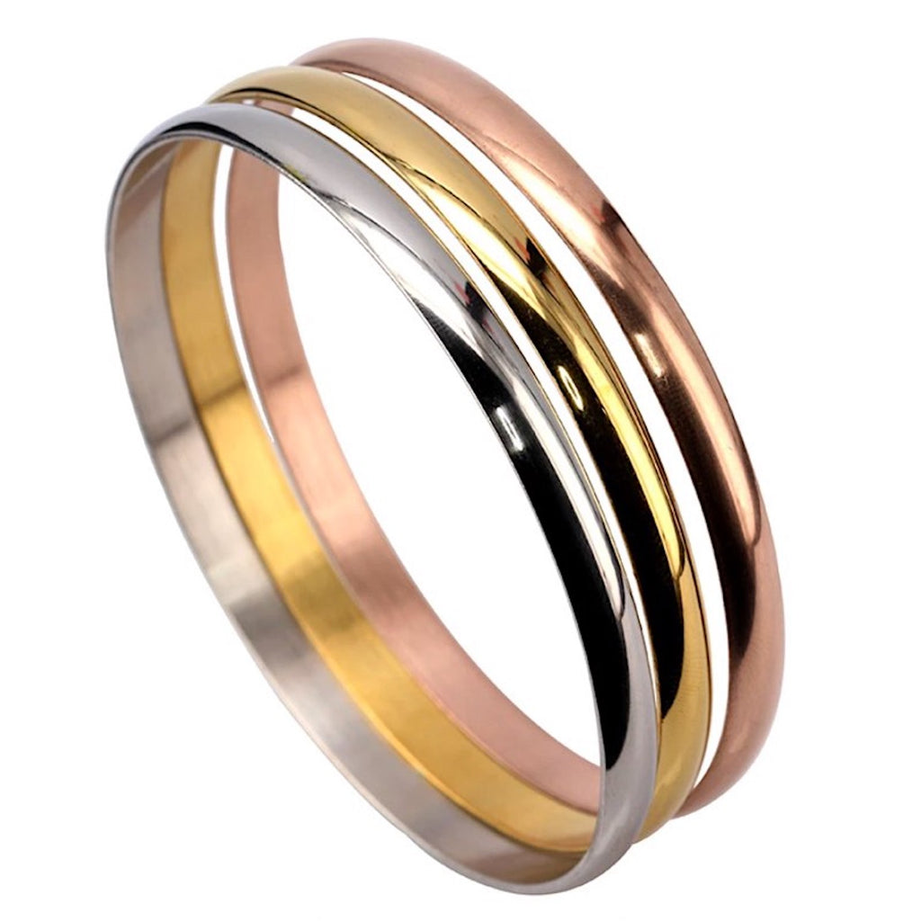 18k Tri Color Bangle Set
