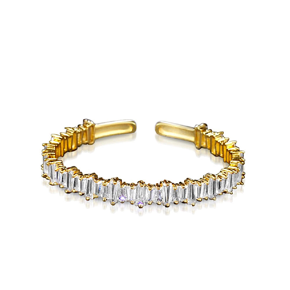 18K Gold Cz Cuff Bangle
