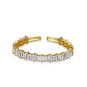 18K Gold Cz Cuff Bangle