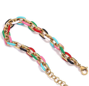 18K Gold Multi Color Link Bracelet