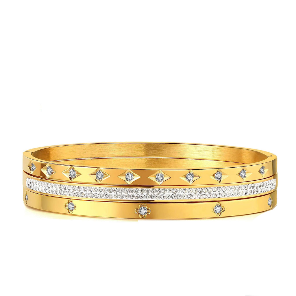 18K Gold Embelished Bangle Set