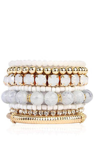 18k Gold Multi Gemstone White crystal Bracelet Set