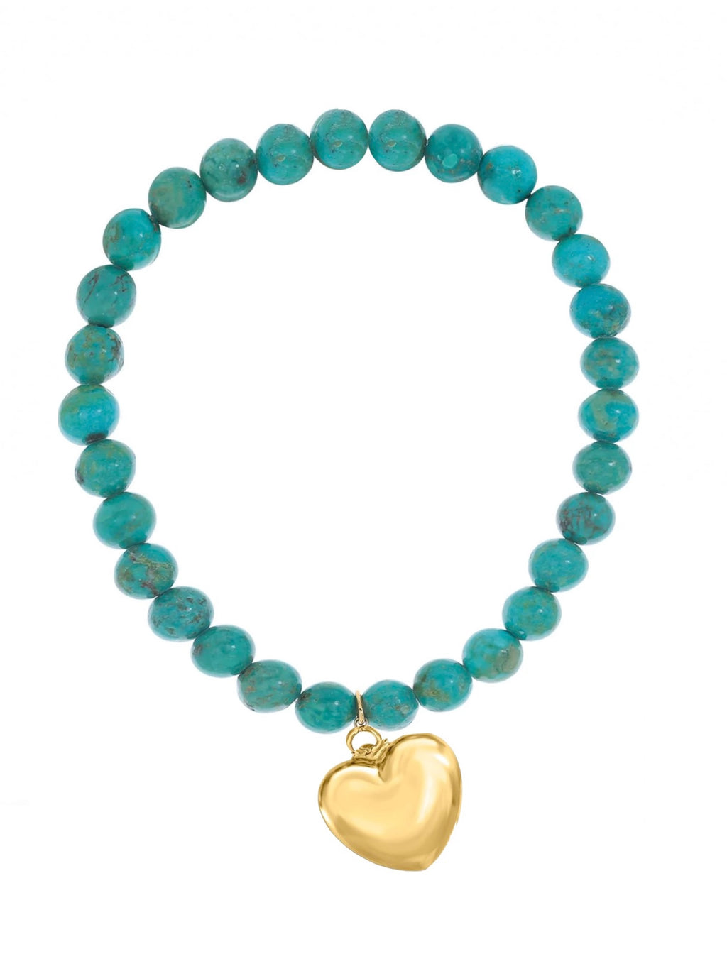 18K Gold Heart Charm Turquoise Bracelet - Liv Oliver