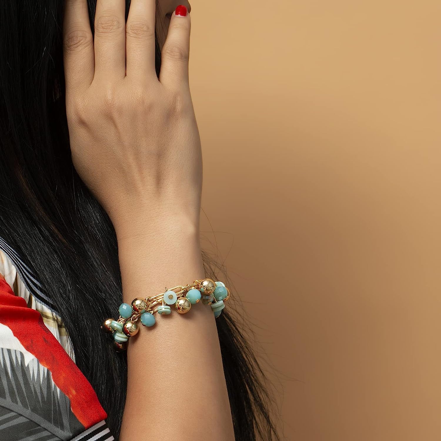 18k Gold Blue Charm Bracelet
