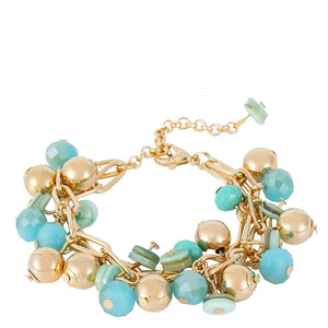 18k Gold Blue Charm Bracelet
