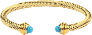 18K Gold Two tone Turquoise Cuff Bangle