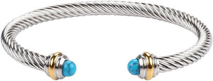 18K Gold Two tone Turquoise Cuff Bangle