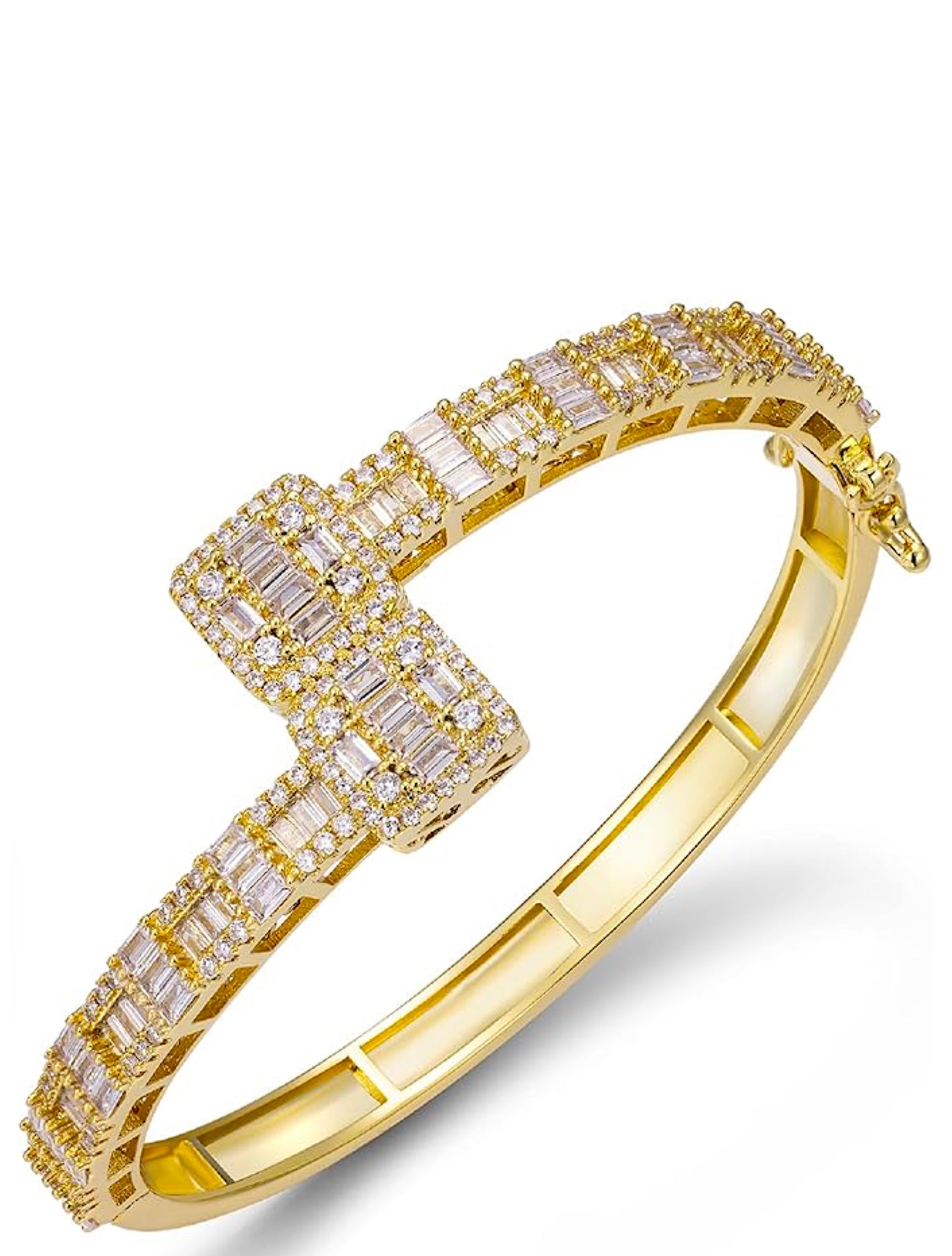 18K Gold Embellished Love Cuff Bangle