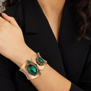 18k gold Green Statement Bracelet - Liv Oliver