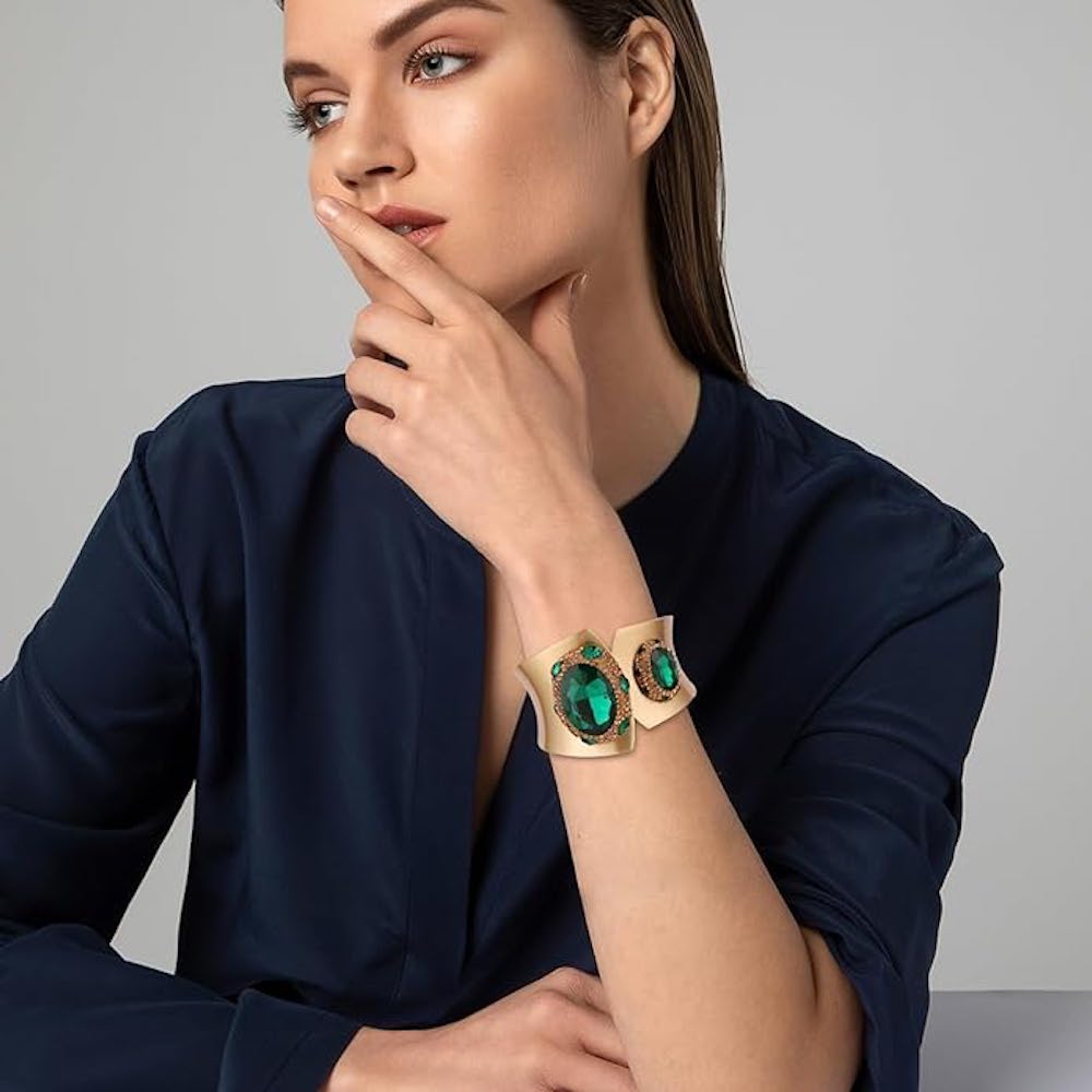 18k gold Green Statement Bracelet - Liv Oliver