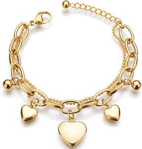 18K Gold Heart Charm Bracelet