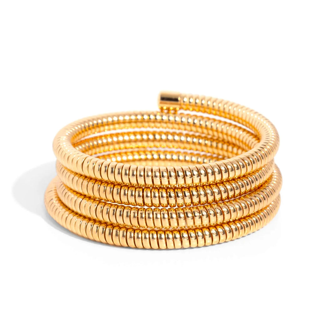 18k Gold Textured Wrap Bangle Bracelet