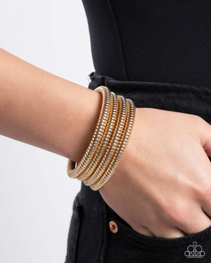 18k Gold Textured Wrap Bangle Bracelet