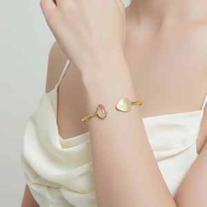18k Gold Geometric Sea Green Cuff Bangle