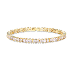 18K Gold Cz Princess-cut Eternity Tennis Bracelet