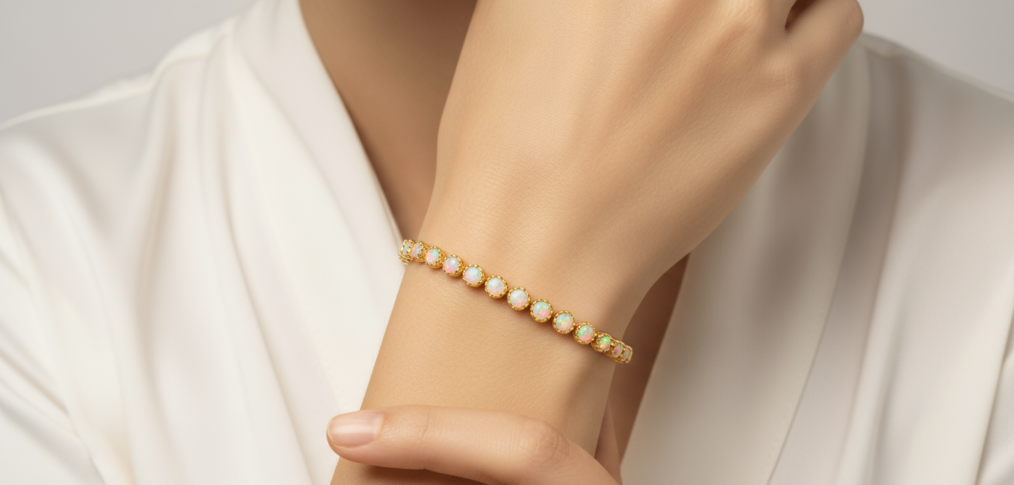 18K Rose Gold Opal Tennis Bracelet