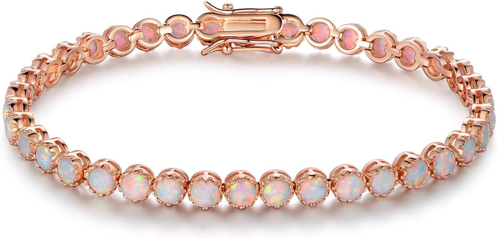 18K Rose Gold Opal Tennis Bracelet - Liv Oliver