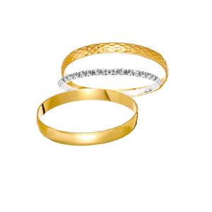 18k Gold Two Tone Embellished Bangle Set - Liv Oliver