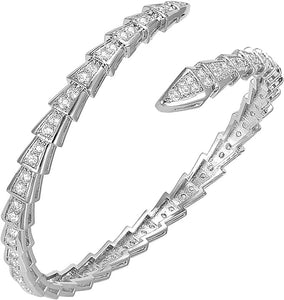 Silver Embellished Serpent Bangle Bracelet