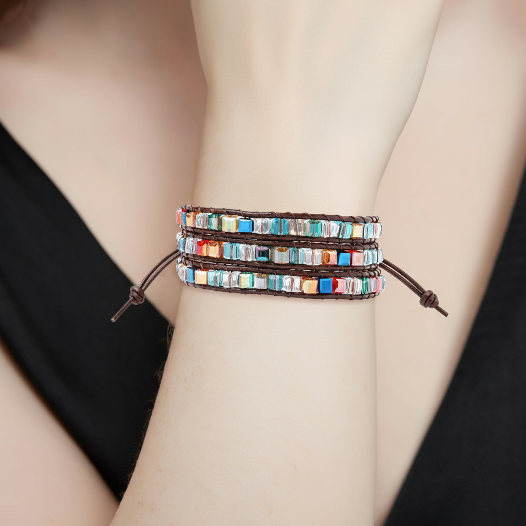 Multi Crystal Wrap Bracelet