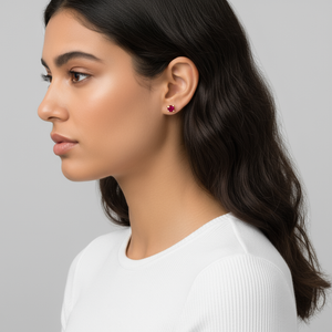 14k Solid Gold Ruby Stud Earrings