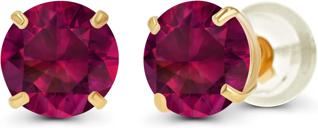 14k Solid Gold Ruby Stud Earrings - Liv Oliver