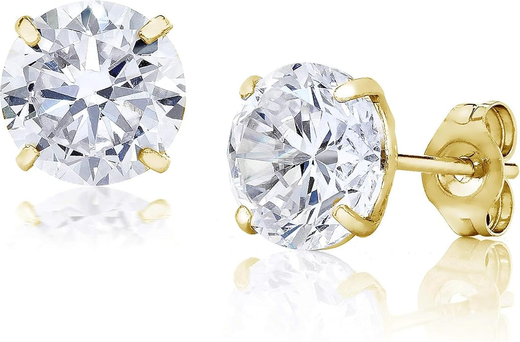 14k Solid Gold Radiant-cut Stud Earrings - Liv Oliver
