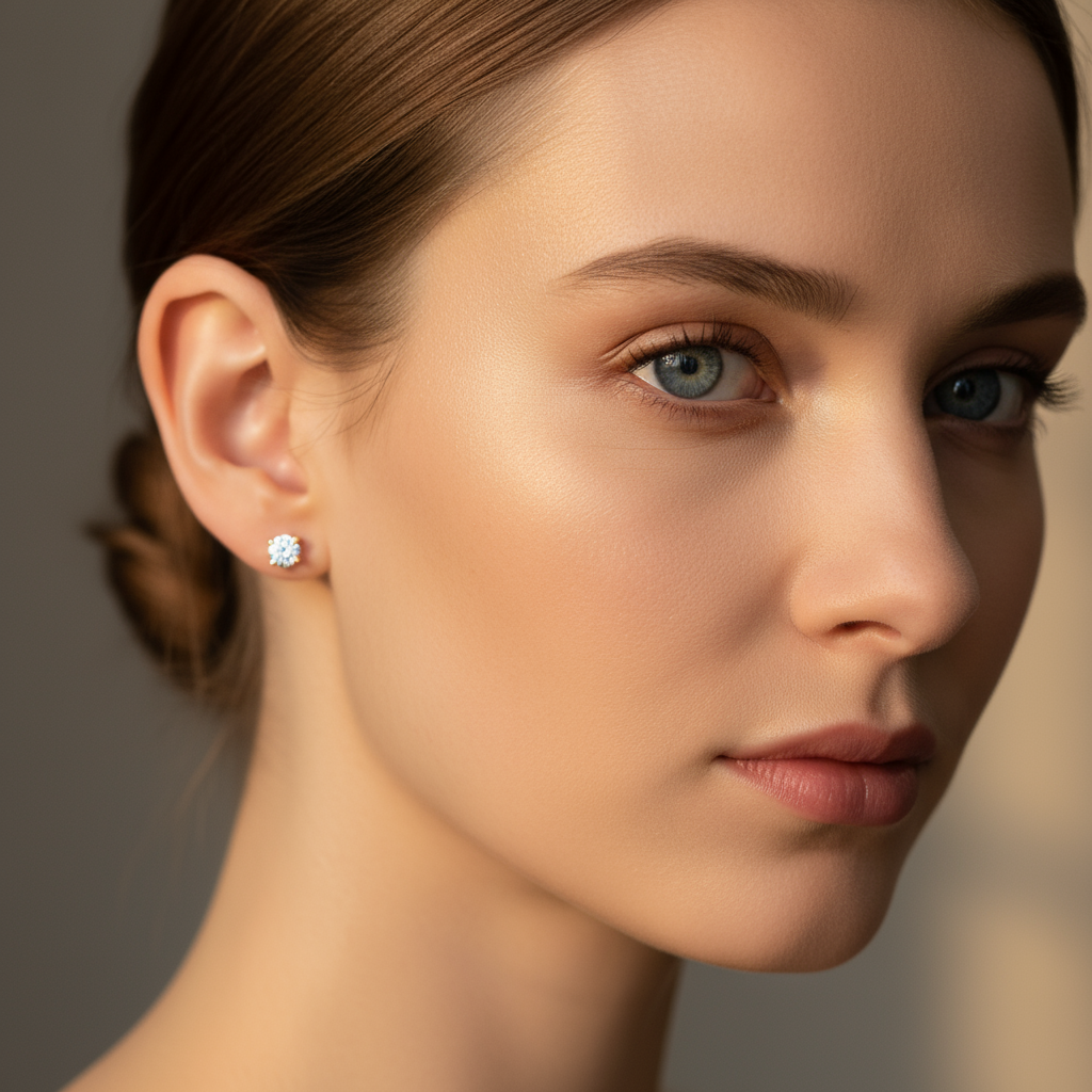 14k Solid Gold Radiant-cut Stud Earrings