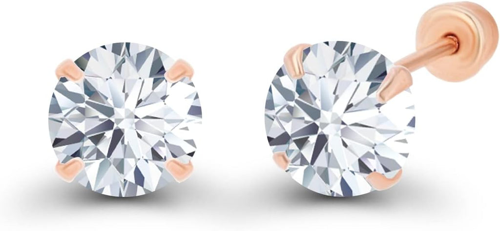 14k solid Rose Gold Radiant-cut Stud Earrings - Liv Oliver