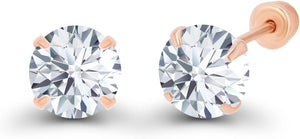14k solid Rose Gold Radiant-cut Stud Earrings - Liv Oliver
