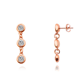 18K Rose Gold Cubic Zirconia Stone Drop Earrings