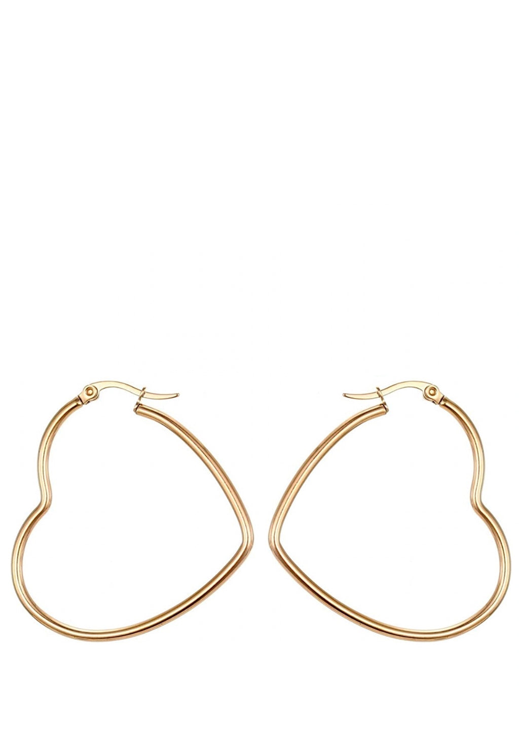 18K Gold Large Heart Hoop Earrings