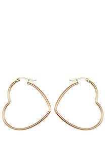 18K Gold Large Heart Hoop Earrings