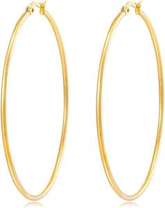 18K Gold Large Hoop Earrings