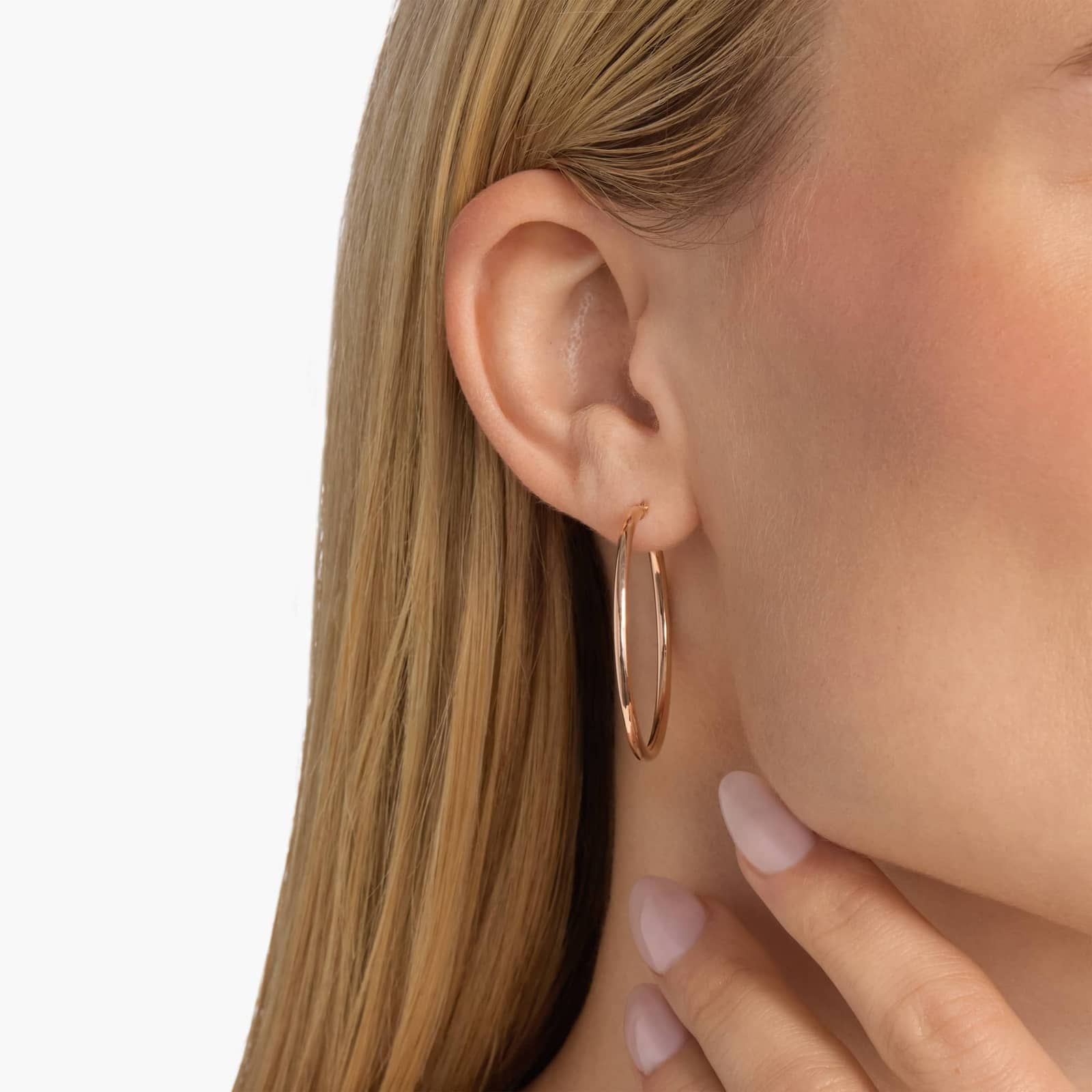 18K Rose Gold Hoop Earrings