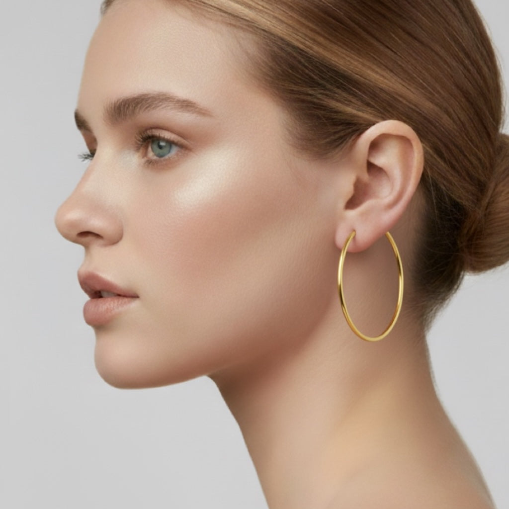 18K Gold Large Hoop Earrings