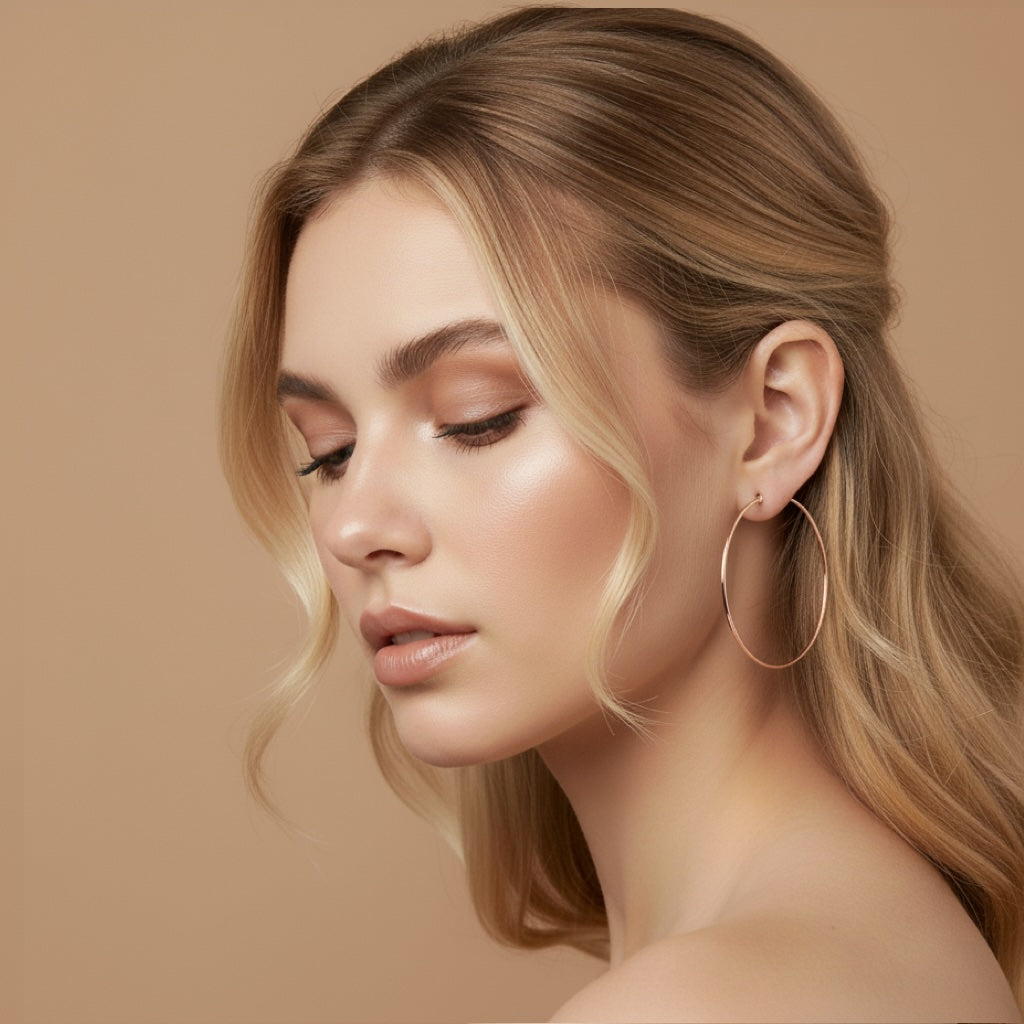 18K Gold Large Hoop Earrings