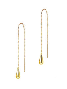 18K Gold Tear Drop Threader Earrings
