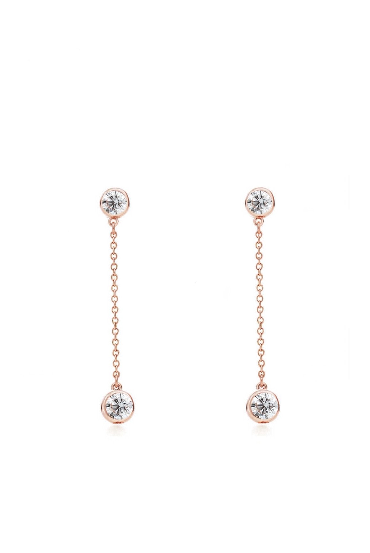 Rose Gold Cubic Zirconia Stone Drop Earrings - Liv Oliver