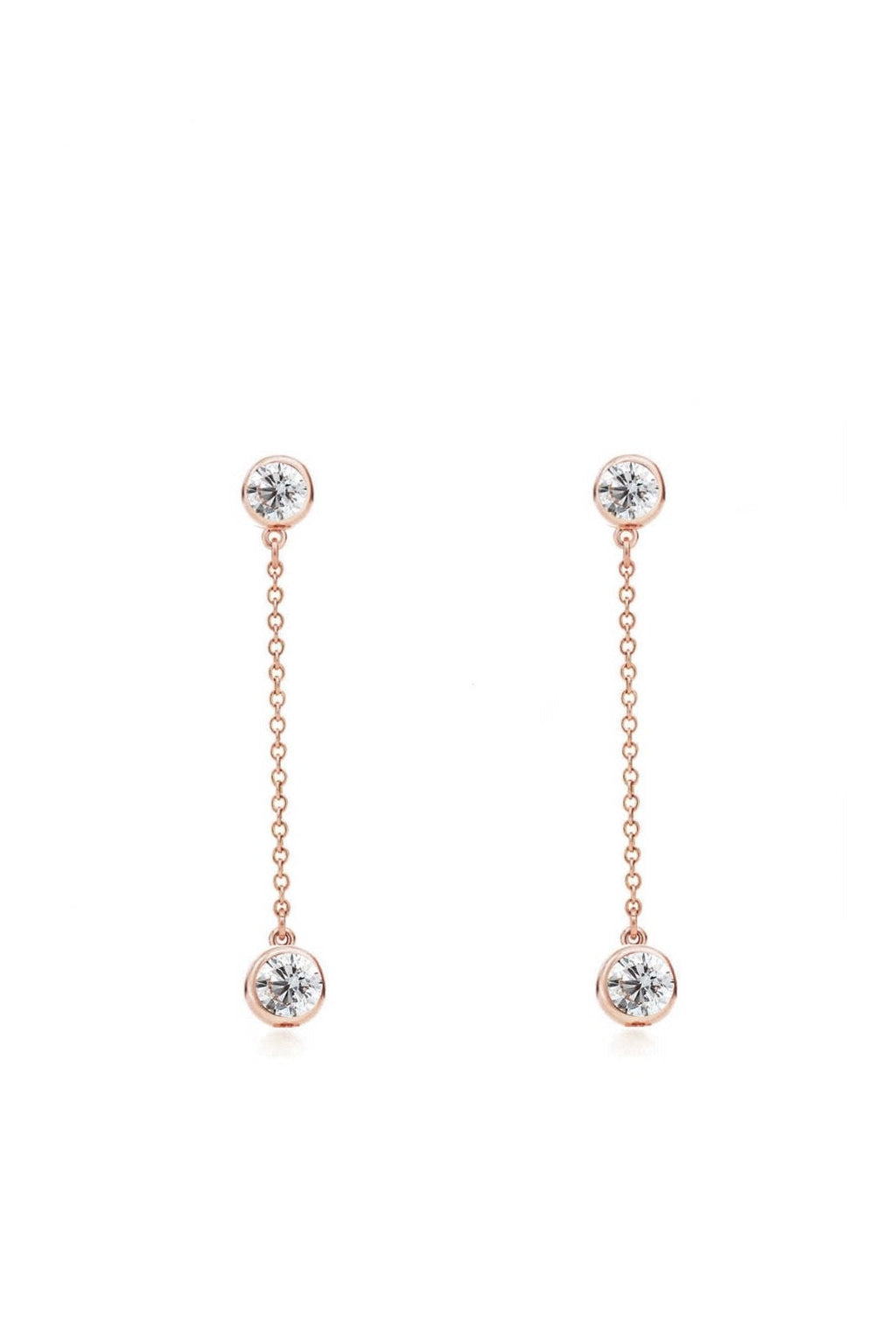 Rose Gold Cubic Zirconia Stone Drop Earrings - Liv Oliver