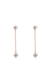 Rose Gold Cubic Zirconia Stone Drop Earrings - Liv Oliver