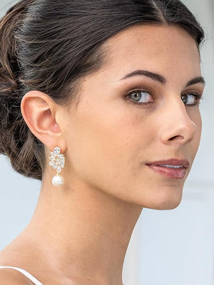 18k Gold Marquise Crystal Earrings