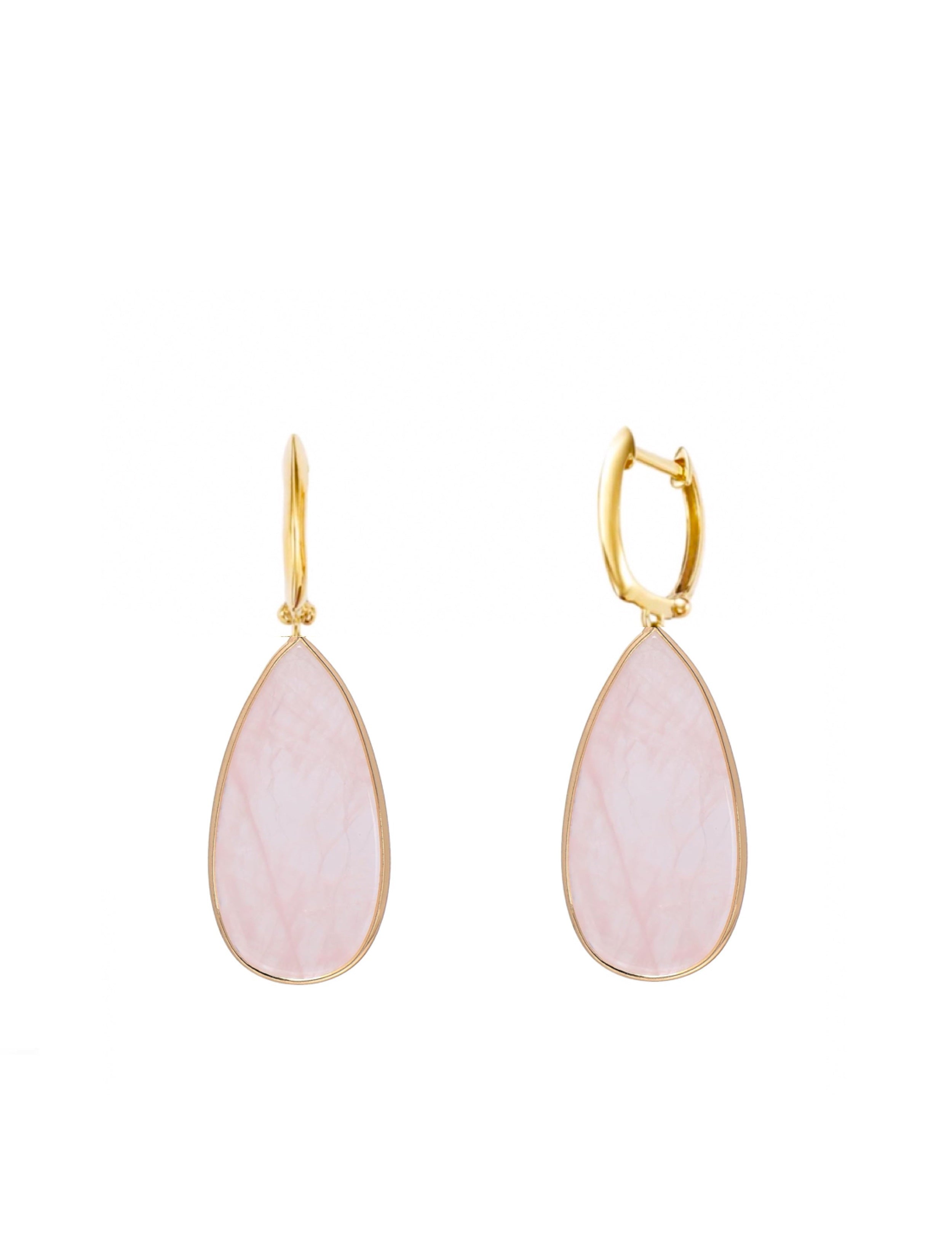 18k Gold Plated Rose Quartz Drop Earrings