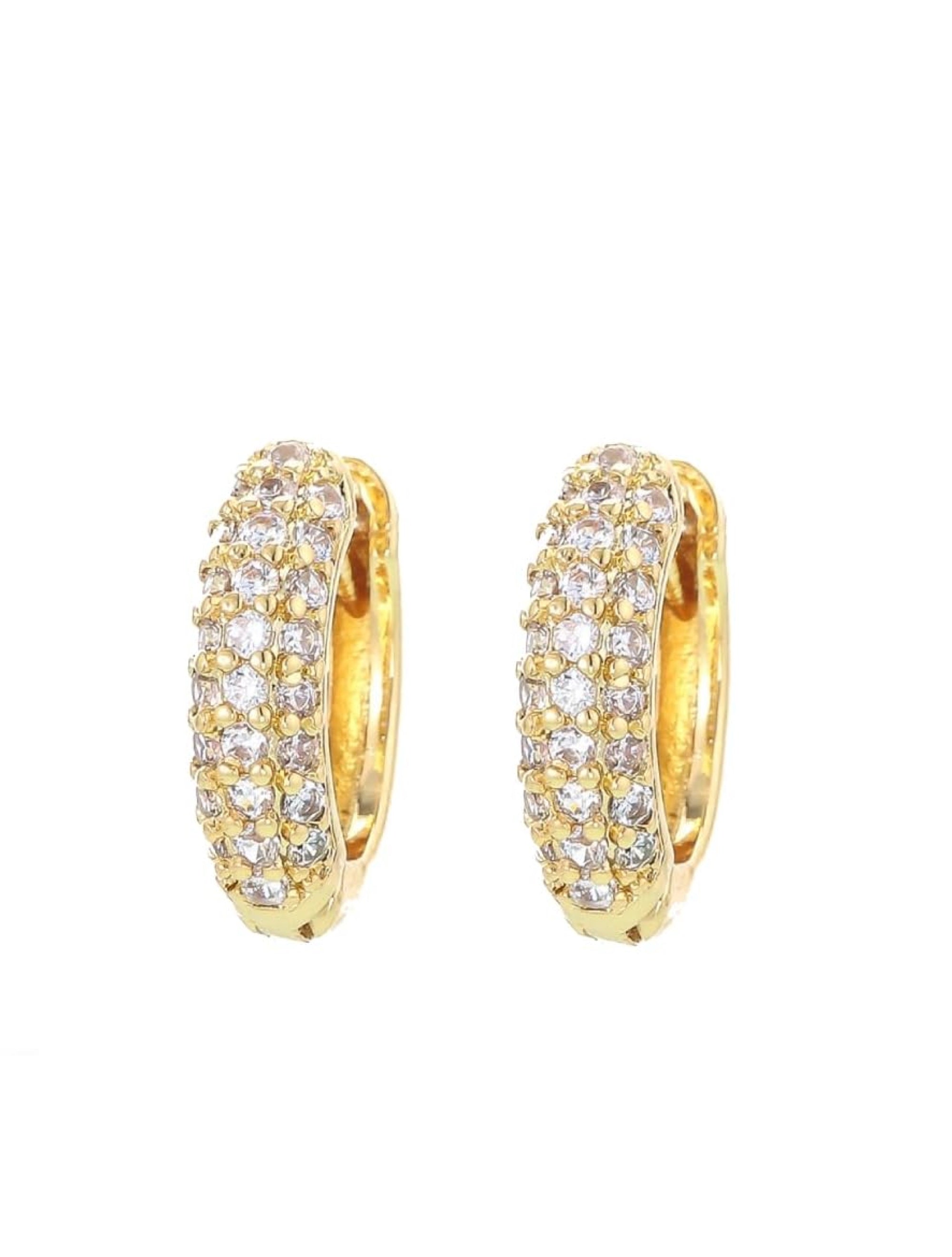 Liv Oliver 18K Gold Cz Mini Hoop Earrings Modern Jewelry