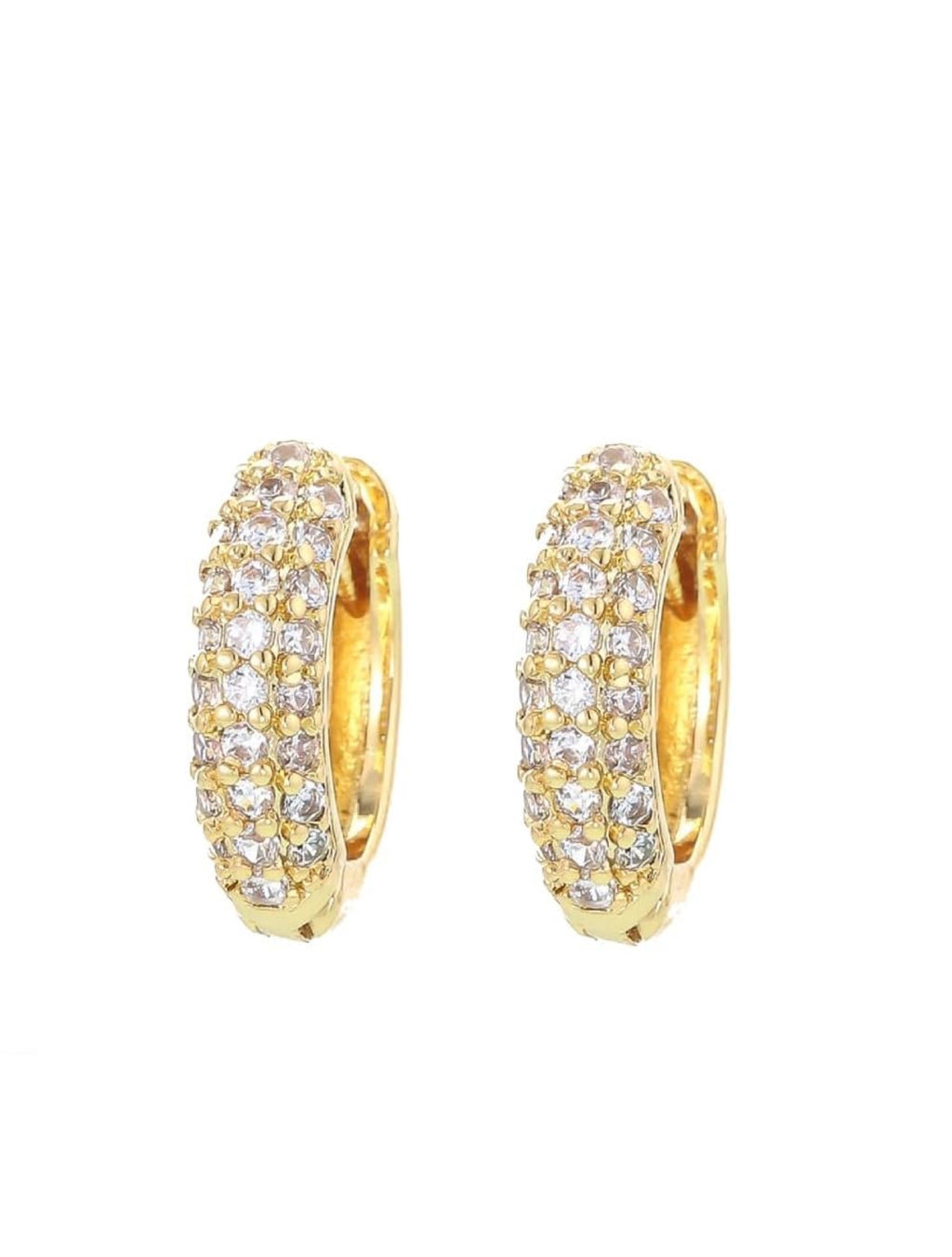 18K Gold Cz Mini Hoop Earrings