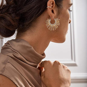 18k Gold Sunburst Hoop Earrings